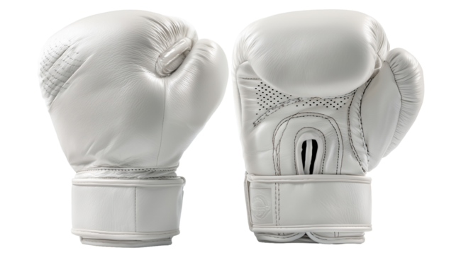 Premium white boxing gloves for sparring and training equipment concept isolated on transparent background
