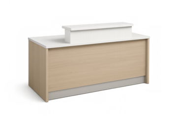 Modern reception desk with transparent background for easy integration