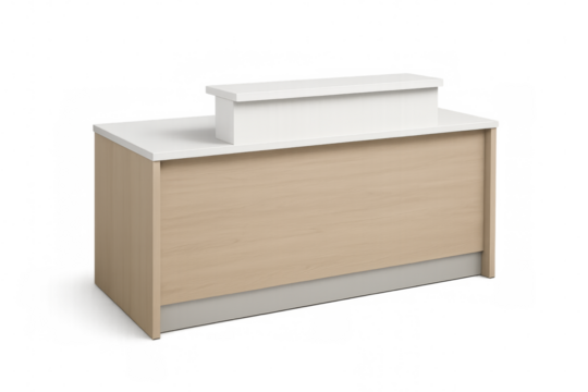 Modern reception desk with transparent background for easy integration