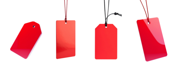 Red tags for business use in PNG format create vibrant display