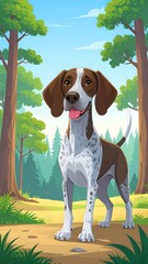 A dog in a forest scene