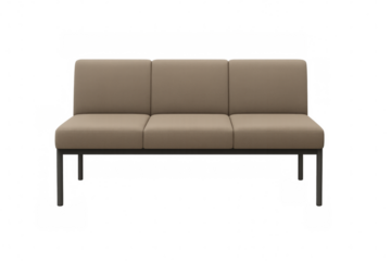 Modern beige sofa isolated on transparent background for interior design