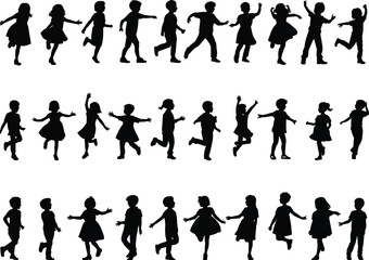 Children silhouette, kids running, jumping, playing, active kids, happy childhood, outdoor activity, playful kids, fun moments, childhood joy, 
