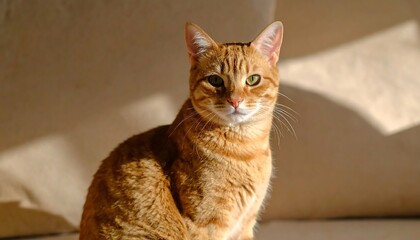 Ginger cat in sunlit room
