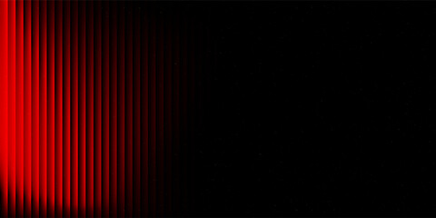 Red abstract gradient lines on black grainy background, futuristic glowing light with copy space. Modern vector illustration for posters, presentations, and digital design concepts.