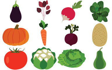  Vegetables Panorama – Fun Flat Vector Illustration of Fresh Produce
