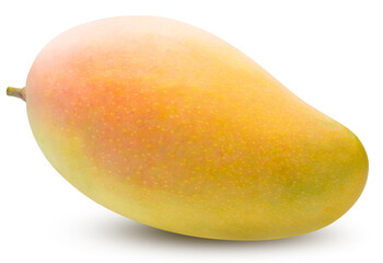 Yellow Mango fruit with sliced isolated on white background, Yellow Mango fruit on white, with Clipping path, High resolution photography.
