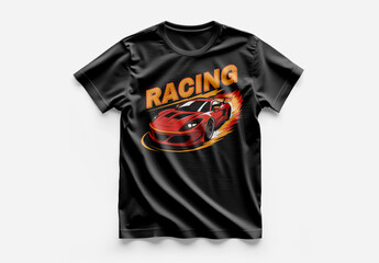 Tshirt Design With Car Illustration For Men