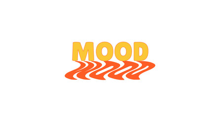 Fototapeta premium Mood bold internet slang with wavy orange shadow. Relatable feeling. Teen expression. Generation z communication lingo. Social media buzzword. Funky reflection 70s typography. Lilita One font used