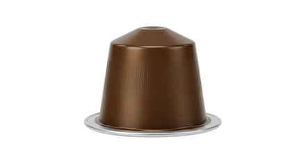 Dark brown coffee capsule single serving.