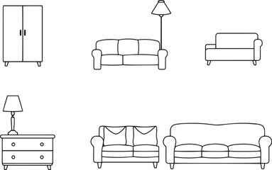 Furniture set. Hand drawn vector illustration