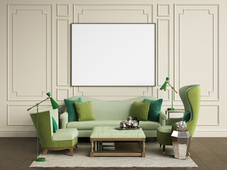 Classic interior room with copy space.3d rendering
