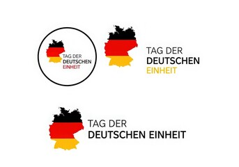 German unity day celebration with map of germany and national colors