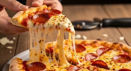 Delicious Pepperoni Pizza with Melted Cheese