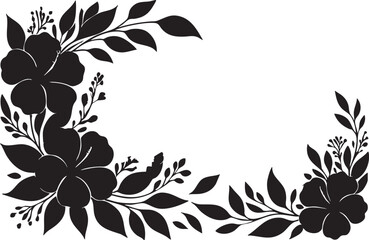 Black floral vector frame: flower border design for invitations and graphics eps silhouette