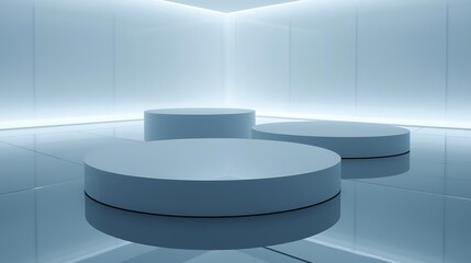 empty podium on blue background