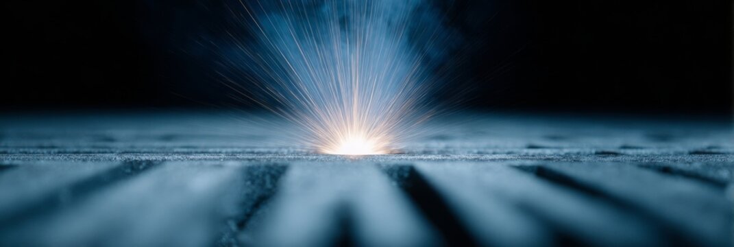 A cosmic spark illuminates the industrial abyss, conjuring visions of Diwali's brilliance and industrial innovation's fiery dance