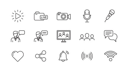 Collection of hand drawn social media and communication icons silhouette