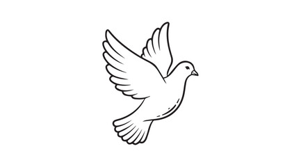 A detailed outline drawing of a dove in flight a symbol of peace silhouette