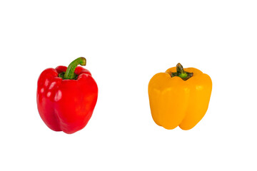 Red,yellow and green sweet peppers on transparent background