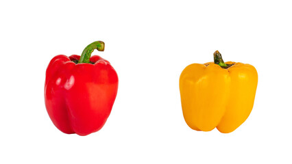 Red,yellow and green sweet peppers on transparent background