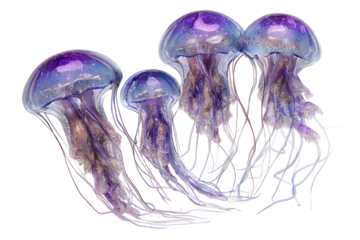Purple jellyfish cluster, translucent, glowing