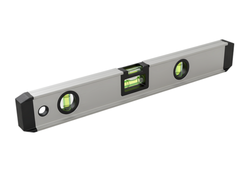 Professional Grade Aluminum Spirit Level Tool isolated on transparent background