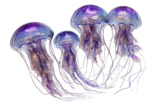 Purple jellyfish cluster, translucent, glowing - Powered by Adobe