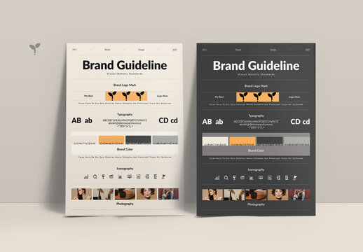 Light And Dark Brand Guidelines Poster Layout Set