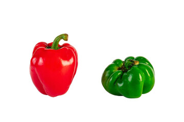 Red,yellow and green sweet peppers on transparent background
