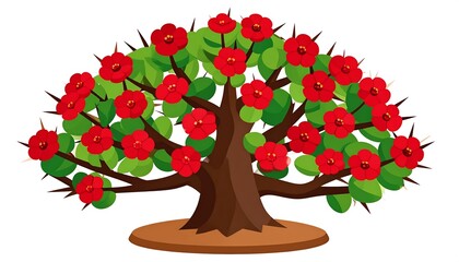 Cartoonish red flower tree on a pot