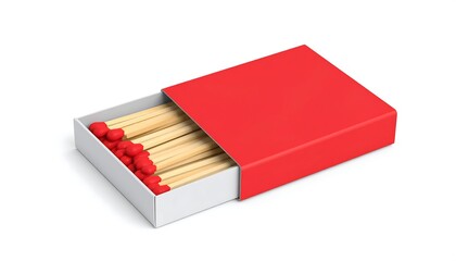 Red matchbox with wooden matches (1)