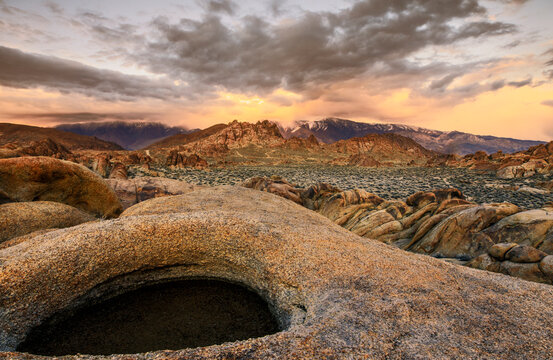 Alabama Hills at Sunset and clouds