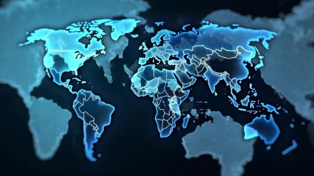 World Earth Map Global Technology Background With Glitch