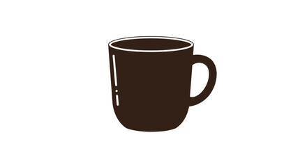 Simple dark brown coffee mug with white rim isolated on