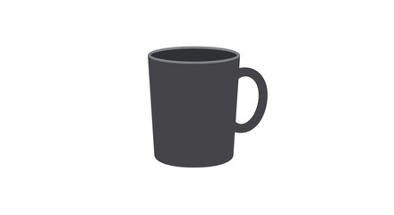 A simple dark gray ceramic mug with a handle on a clean white surface