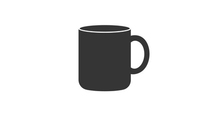 Classic black mug silhouette for coffee tea and beverages isolated on