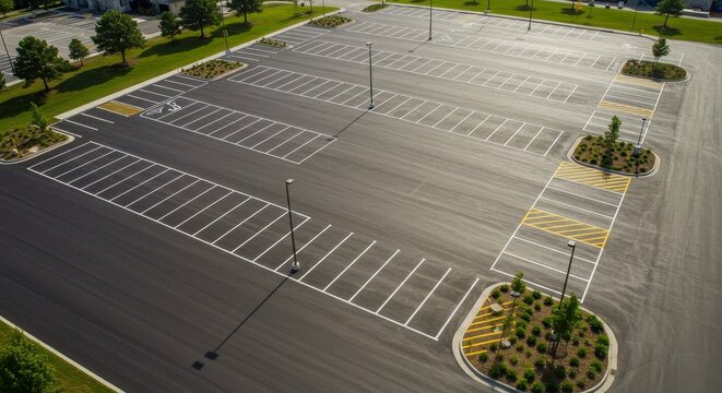 A pristine parking lot showing efficiency readiness for commercial property use