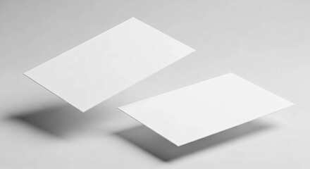 Floating Blank Business Cards: Minimalist Mockup on Light Gray