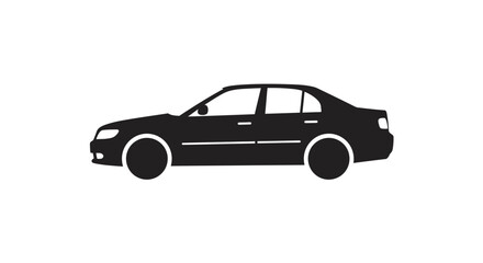Sleek black sedan car silhouette side view automotive design graphic element