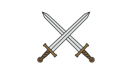 Two crossed swords emblem symbol of combat power and medieval warfare