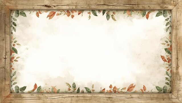 A rustic horizontal frame with a distressed wooden border and a textured parchment paper center. Vintage farmhouse style background for invitations, messages, or country-themed design with ample copy 