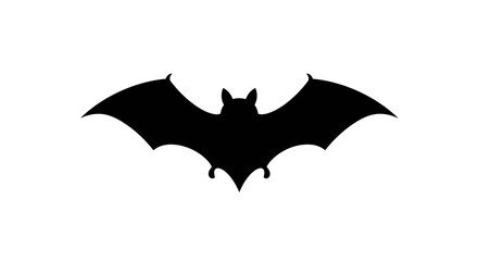 Silhouette of a spooky black bat with wide wings spread in flight halloween icon
