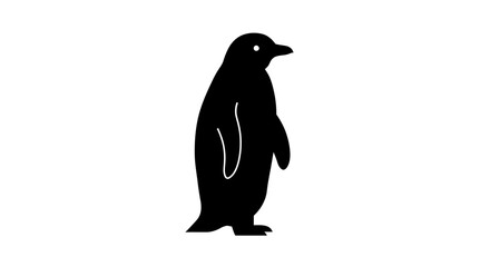 Fototapeta premium Charming silhouette of a single penguin standing proudly isolated on white