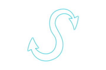 Turquoise s shaped arrow isolated on transparent background indicates direction change