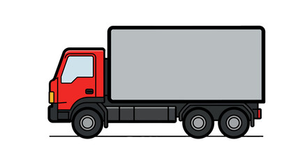 A vibrant vector illustration design featuring a red delivery truck, perfect for logistics and transport concepts, showcasing a clean graphic effect