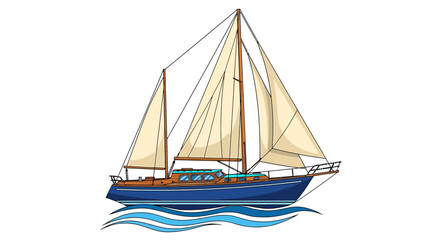 Obraz premium Sailboat Design Vector Illustration of a Classic Sailing Vessel, Nautical Themed, Perfect for Designs
