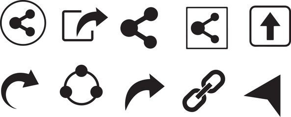 Share and Link Vector Icon Set blue,Upload and Send Arrow Icons Collection,Social Media Sharing Interface Icons copy