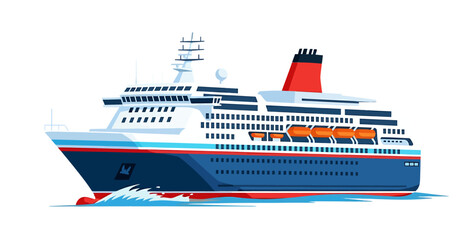 Cruise Ship Design Illustration A Vector Graphic of a Luxurious Passenger Vessel on the Sea