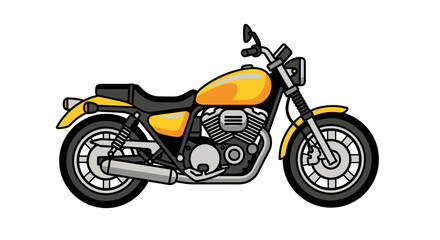 Obraz premium Classic Yellow Motorcycle Design Illustration A Vintage Ride